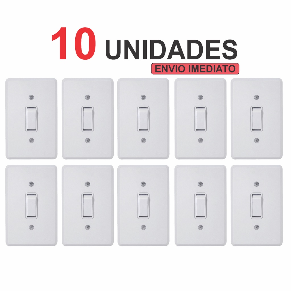 Interruptor Simples Linha Gelo (10 Unidades) Completo em Oferta na Shopee