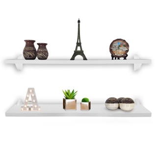 Kit 2 Prateleiras Mdf Branca 50x20 De Madeira Com Suporte em Oferta na Shopee