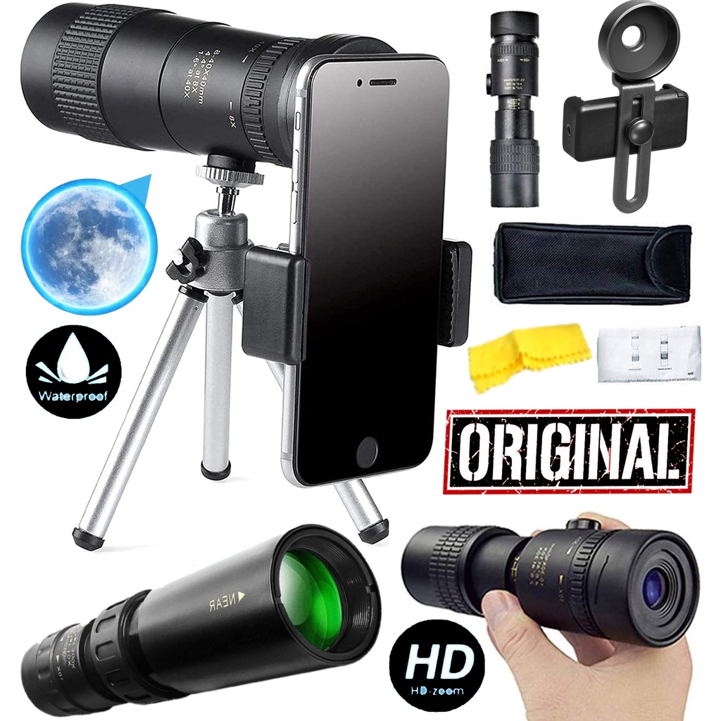 Telescópio Monóculo Profissional Zoom Hd Lua Luneta Suporte Celular Tático Espião Observação Longo Alcance + Tripé Bolsa