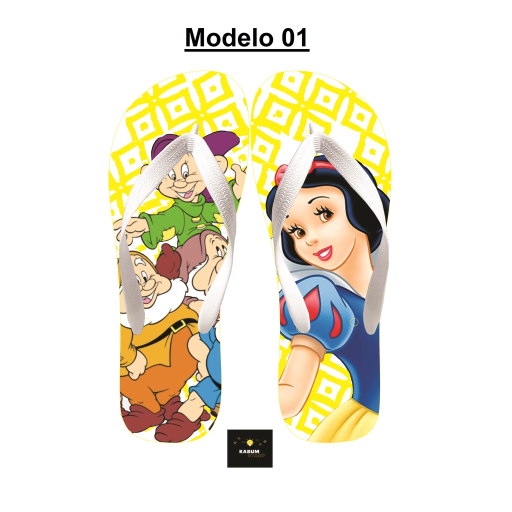 Chinelo Personalizado Branca de Neve infantil meninas disney presente promoção sandalia princesas
