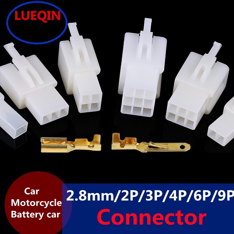 Terminal de fio para carro e motocicleta, conector de cabo macho e fêmea, 2.8mm 2/3/4/6/9 pinos, bateria, Kit de tomada 