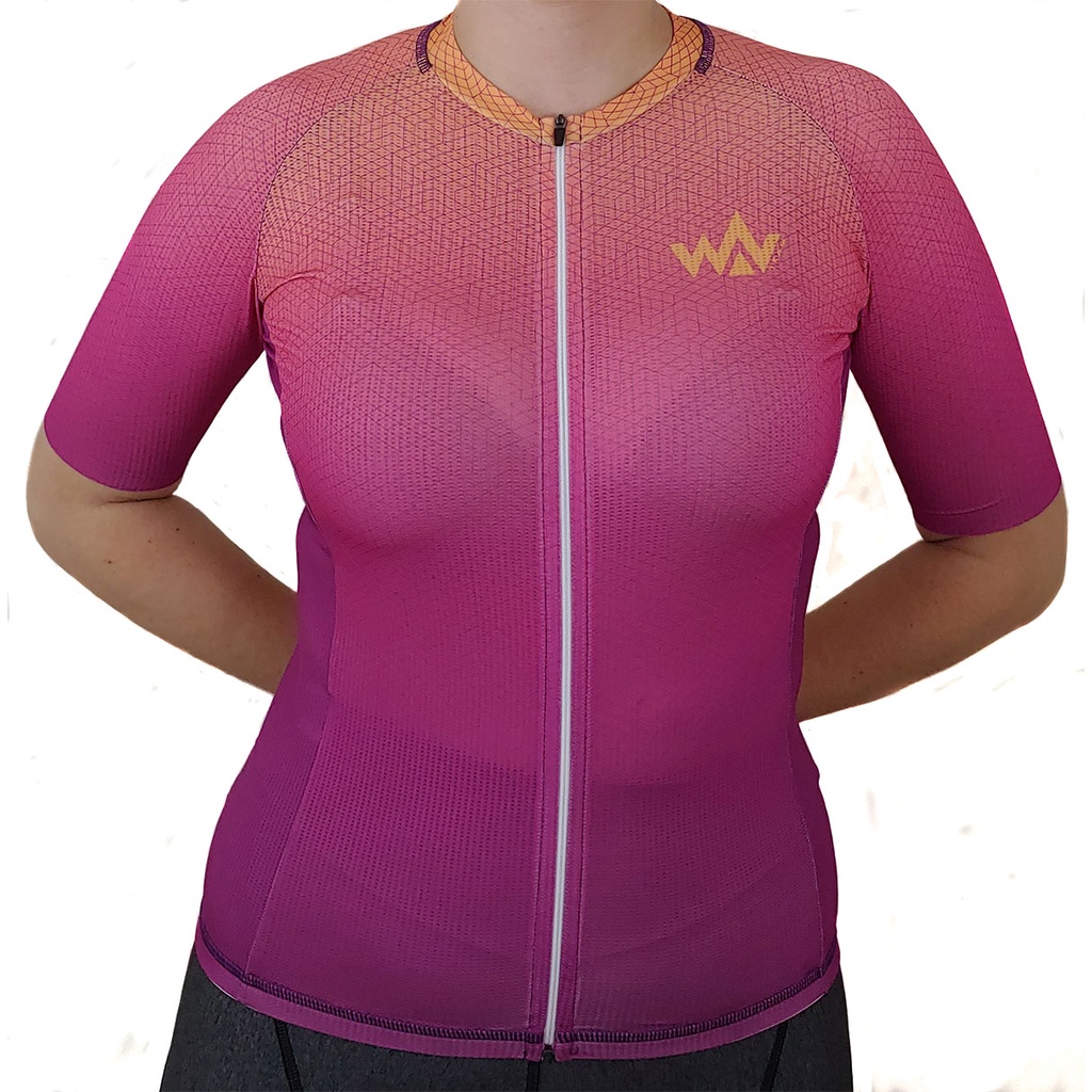 Camisa de ciclismo camiseta ciclista feminina proteção solar WV TEAM SUBLIME ROSA