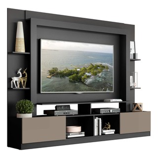 Estante com Suporte para TV até 65" Multimóveis Moscou FG2747 Preta/Lacca Fumê em Oferta na Shopee