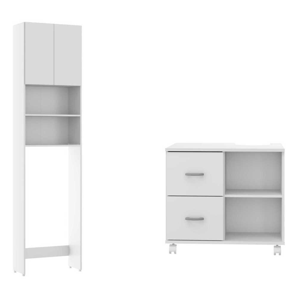 Conjunto kit de Banheiro com Gabinete e Armário Multimóveis Branco