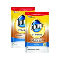 Kit 2 Refil Cera Líquida Bravo Brilho Prático Incolor Embeleza 500ml