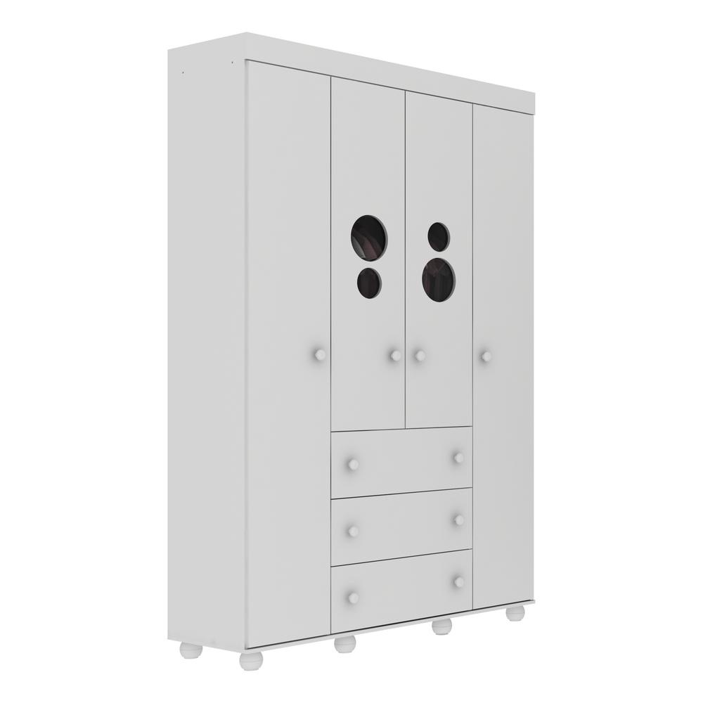 Guarda Roupa 4 Portas e 3 Gavetas Pimpolho Multimóveis Branco - Home & Living
