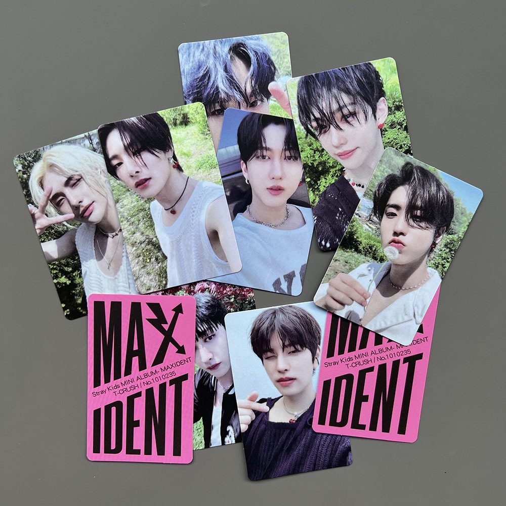 8pcs STRAY KIDS Photocards MAXIDENT Cartão Postal Dupla Face Pequeno hyunjin À Prova D'água