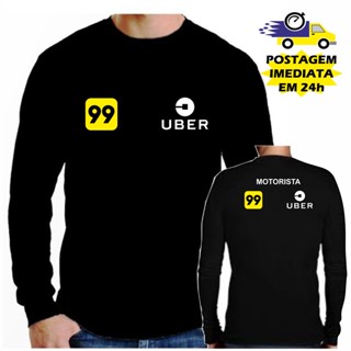 Camiseta Preta Manga Longa Motorista Uber x 99