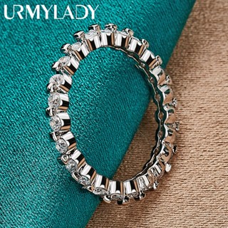 URMYLADY 925 Prata Esterlina Cheio AAA Zircon 7-10 # Anel Para Mulheres Noivado Moda Charme Joias
