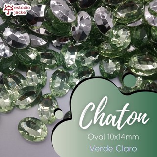 Chaton Oval 10x14mm - Cor: Verde Claro - 100 unidades - Base Irregular • Estúdio Jacke