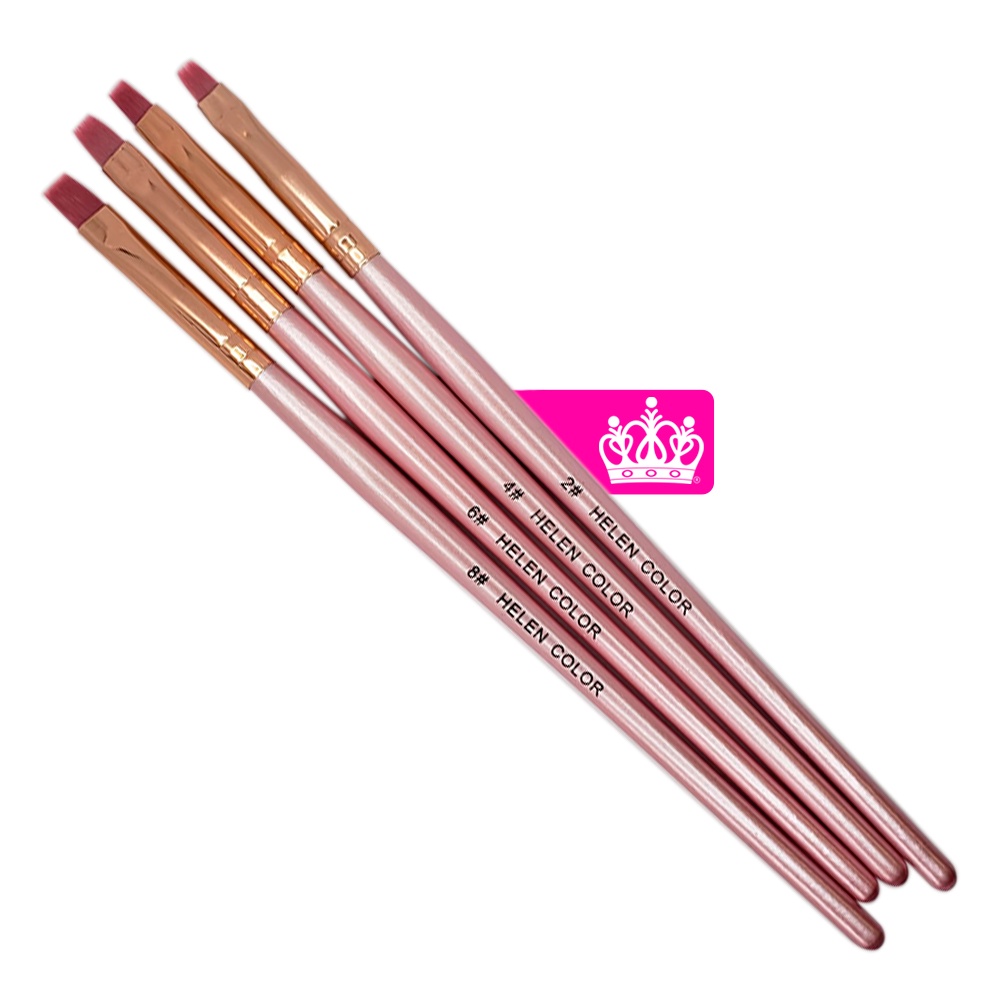 Kit com 4 Tamanhos de Pincéis - Rosa - Helen Color em Oferta na Shopee