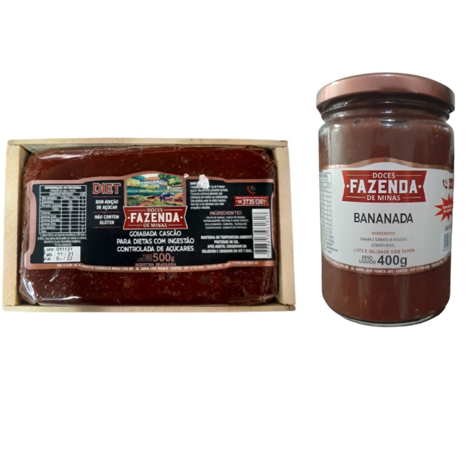 Kit Bananada Cremosa Diet e Goiabada Cascão Zero Açúcar
