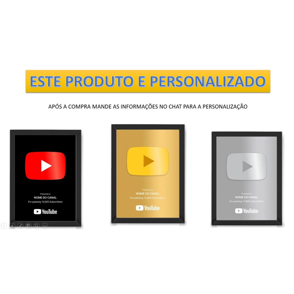 Placa Youtube Inscritos 100k Escorrega O Preço 9658