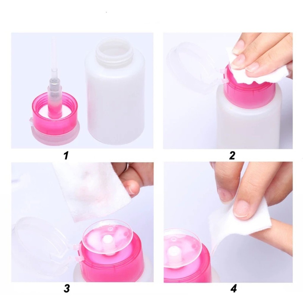 Porta Acetona Com Valvula Trava 60ML/180 ML Rosa Manicure Salão em Oferta na Shopee