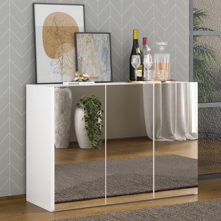 Aparador Buffet 3 Portas com Espelho Vegas Multimóveis MP1011 Branco em Oferta na Shopee