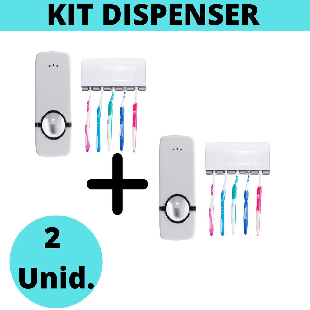 Kit com 2 Dispenser Aplicador Creme Dental Pasta Dente Suporte Escovas em Oferta na Shopee