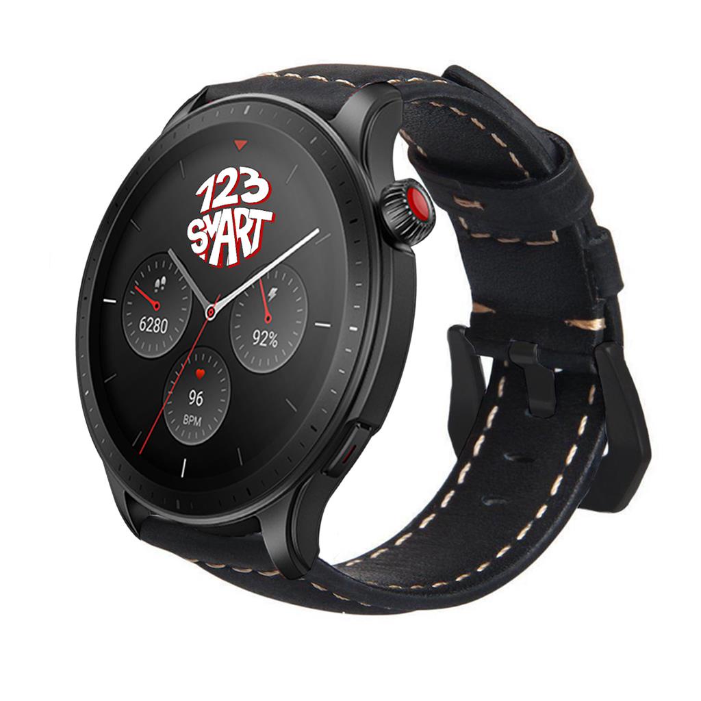 Pulseira de Couro para Amazfit GTR 4 3 2 GTR 47mm Balance Stratos 1 2 3 Bip 5 Cheetah Round e Pro
