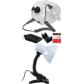 Kit Motor Porquinho Lixadeira Elétrica + Luminaria de Mesa Articulada com Presilha para Unhas de Gel Acigel em Oferta na Shopee
