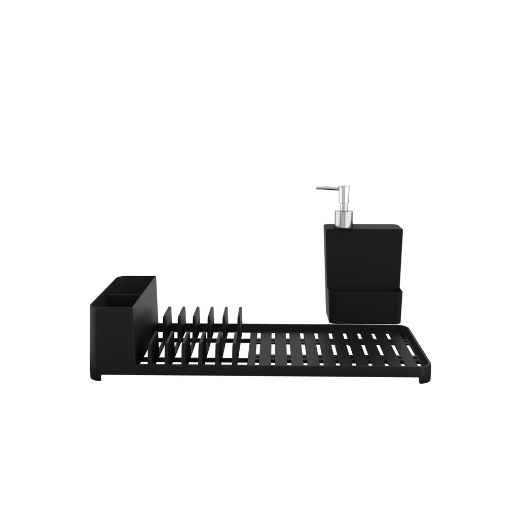 Kit Escorredor de Louças + Dispenser Coza Single 2 Peças Preto em Oferta na Shopee