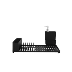 Kit Escorredor de Louças + Dispenser Coza Single 2 Peças Preto