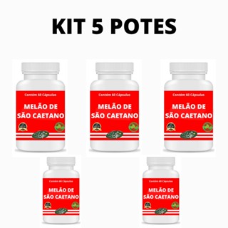 Kit 5 Potes Melão de São Caetano 100% Natural 60 Cápsulas
