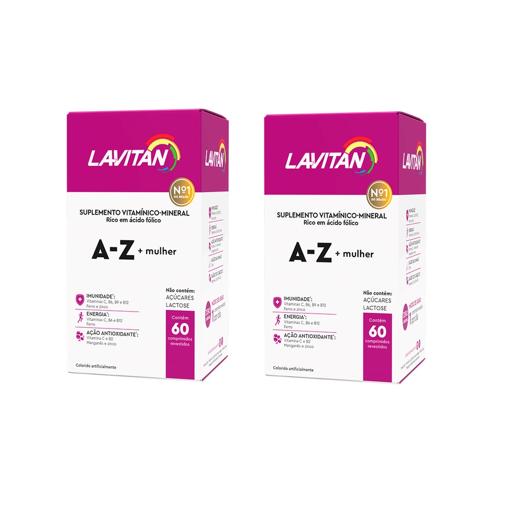 Kit 2x Lavitan A-z Mulher - Polivitamínico 60 Comprimidos em Oferta na Shopee