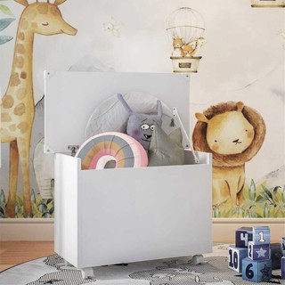 Baú Organizador Caixa de Brinquedos c/ Rodízios Multimóveis Branco em Oferta na Shopee