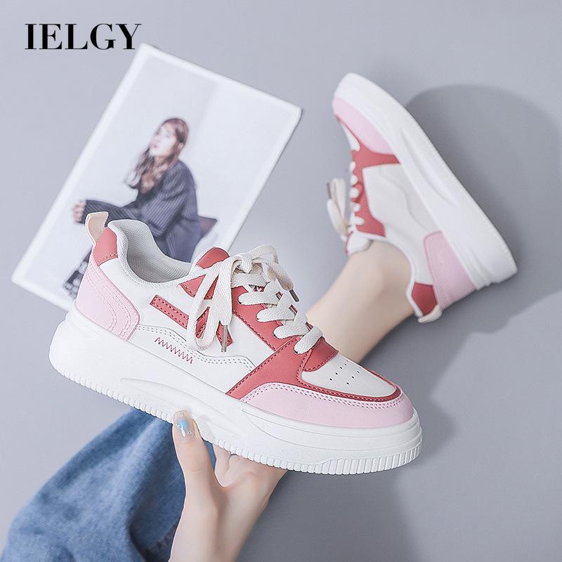 Detalhes do Tênis Plataforma Feminino IELGY Estilo Coreano colorblock Com Cadarço