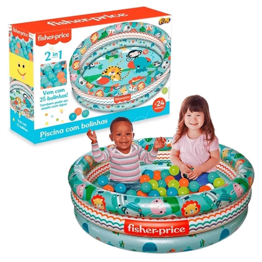Piscina Fisher Price Inflavel com 25 bolinhas ou agua 135 litros ...
