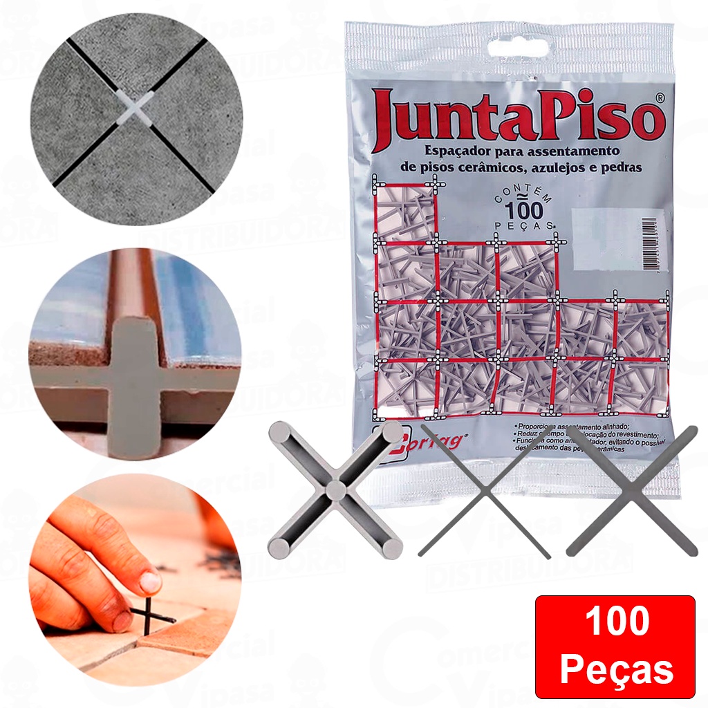 Espaçador Junta Para Assentamento Pisos Revestimentos Paredes Geral Com 100 Peças 1mm - 4mm - CORTAG