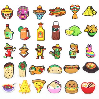 Novidade México Jibz Desenho Animado Comida Sapato Encanta Croc Pin DIY Acessórios Decorar Chinelos Sandálias De Fivela Entupido Presentes Para Crianças