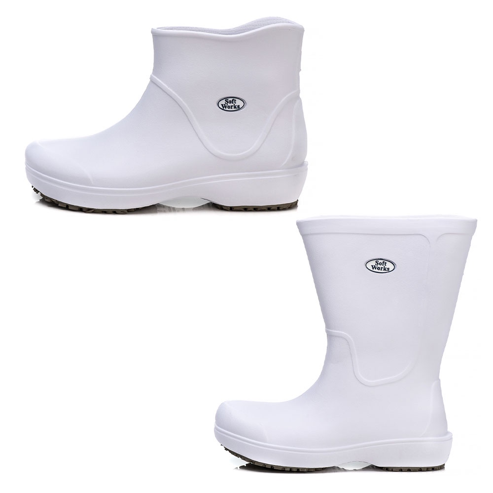 Kit Bota Masculina Profissional Soft Works Antiderrapante Com CA Hospital Restaurante Branco e Branco