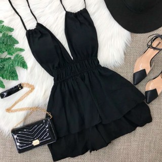 Macaquinho Feminino Curto Soltinho De Amarrar Frente Única Vestido Short Saia