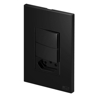 Interruptor Duplo Simples + Tomada 20 A Recta Preto Santini
