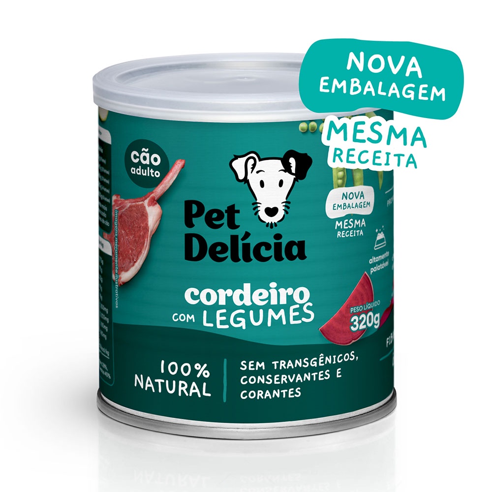 Ração Úmida Pet Delícia Cães Cordeiro Com Legumes - 320g em Oferta na Shopee