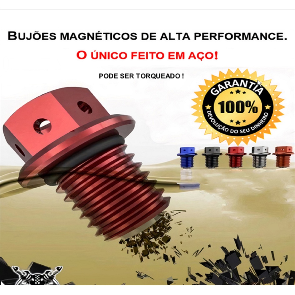 Bujão Óleo Com Imã+anel vedação Grátis Intruder 125/250/800 E+ Todas