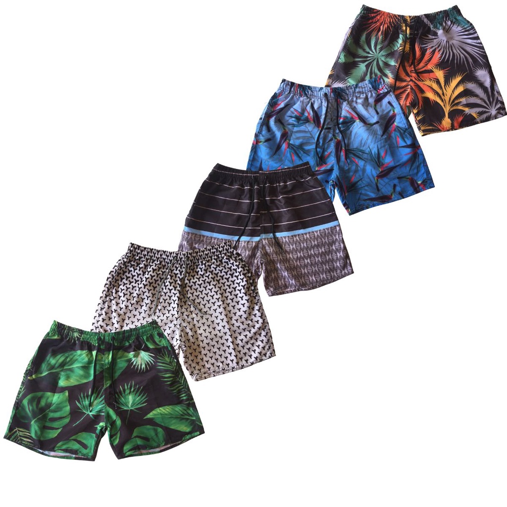 kit 5 Short Mauricinho Masculino Bermuda Tactel Praia Estampada Moda Plus Size Verão