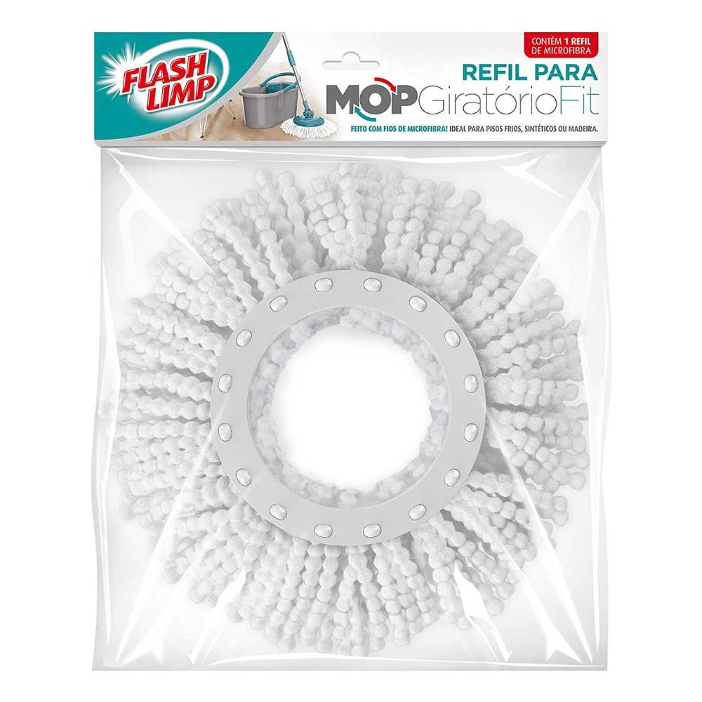 Refil Para Mop Giratório Fit Alta Absorção Lavável Flash Limp - Home & Living