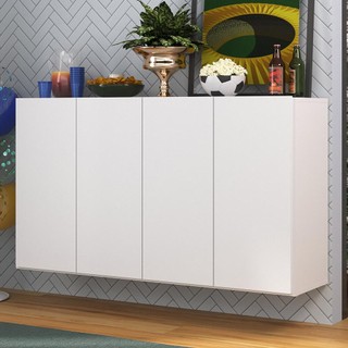 Aparador Buffet 4 Portas Suspenso Alemanha Multimóveis BR3594 Branco em Oferta na Shopee