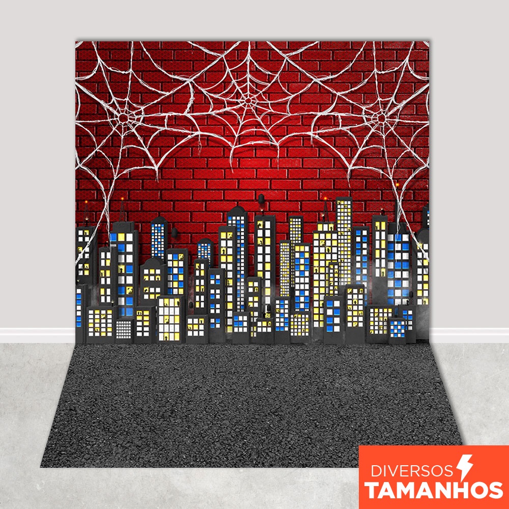 Fundo Fotográfico Dia das Crianças Cenário Cidade Aranha Painel Em Tecido Sublimado - FFA-481 em Oferta na Shopee