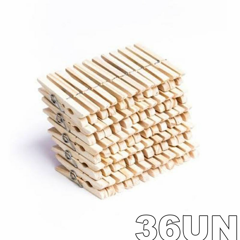 Prendedor De Roupas de Madeira 36 unidades 7cm em Oferta na Shopee