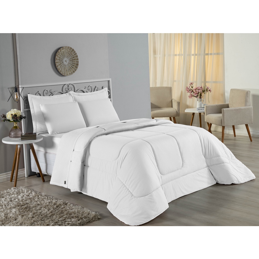 Edredom Malha Extra Macia 100%algodão Solteiro Liso Branco/Branco