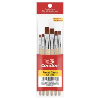 Kit Pincel Chato Condor 5502 - 6 Pincéis