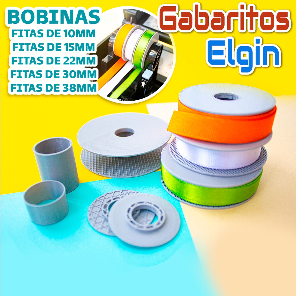 Kit 5 BOBINAS, rolo para fita de cetim, Gabarito Elgin L42 Pro, Gabarito Fita De Cetim, Adaptador Elgin