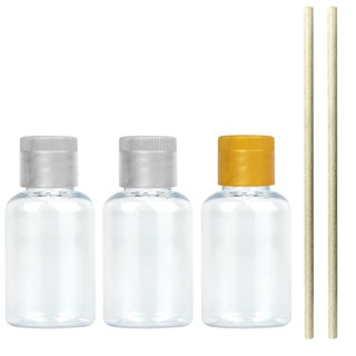 30 Kit Mini Frascos de Plástico 30ml com Varetas e Tampas de Aromatizador Difusor