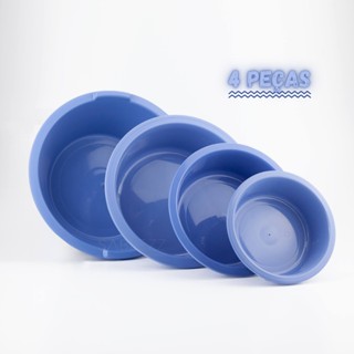 Conjunto de Bacia Plastica Redonda Grande Varios Tamanhos Cores Viva