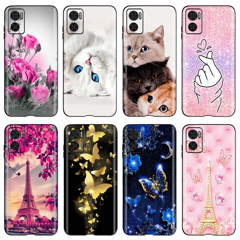 Motorola Moto E22 E22i 4G 2022 Fofo Flor De Gato Borboleta Pintada Capa De Celular MotoE22 E 22 22i Silicone Macia em Oferta na Shopee