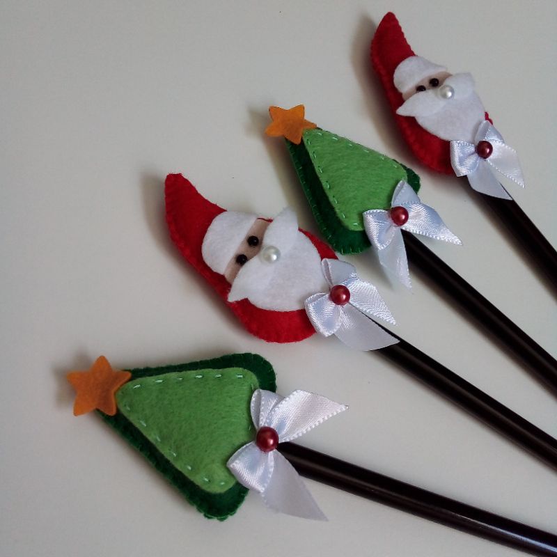 Kit com 8 ponteiras de Natal em feltro (Árvore e Papai Noel) | Shopee Brasil