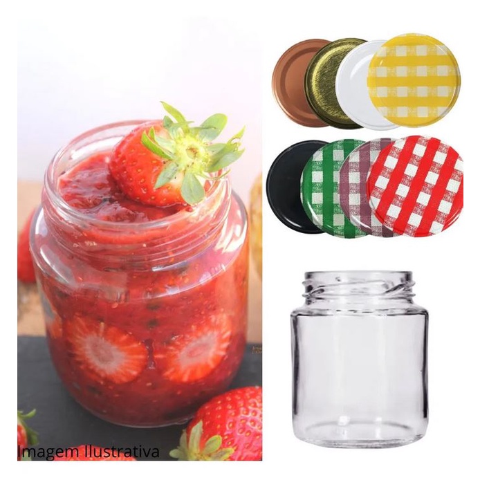 Pote de Vidro Belém 240ml com Tampa para Geleia, Conserva, Doces, Bolo no Pote, Pimenta, Compota - 24 und