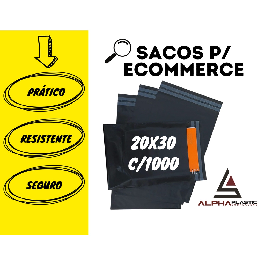 1000 Envelope de Segurança Plástico Preto  20x30  Envelope Ecommerce, Saco Ecommerce, Saco correio, Saco  Inviolável